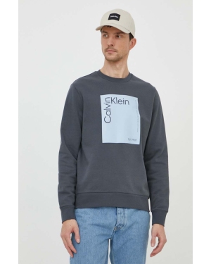 Calvin Klein bluza bawełniana męska kolor szary z nadrukiem