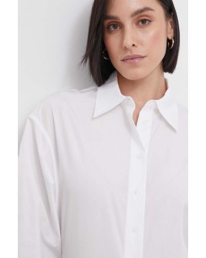 Calvin Klein koszula bawełniana damska kolor biały slim z kołnierzykiem klasycznym