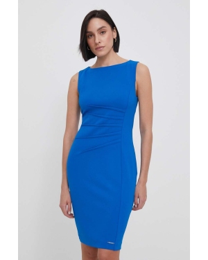 Calvin Klein sukienka kolor niebieski mini dopasowana
