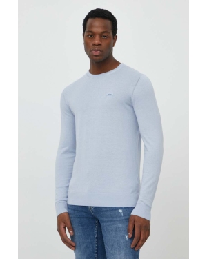 Calvin Klein sweter z domieszką jedwabiu kolor niebieski lekki