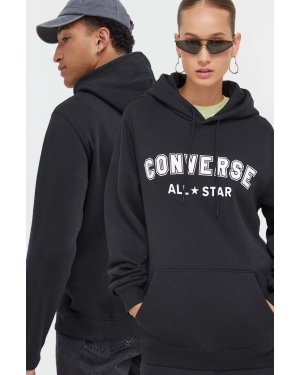 Converse bluza kolor czarny z kapturem z nadrukiem