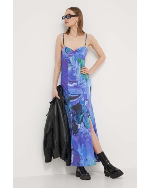 Desigual sukienka BLEU LACROIX kolor fioletowy maxi rozkloszowana 24SWVW80