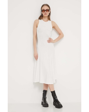 Desigual sukienka FILADELFIA kolor biały midi rozkloszowana 24SWVK56