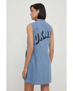 Dkny sukienka jeansowa kolor niebieski mini rozkloszowana D2A4BX52