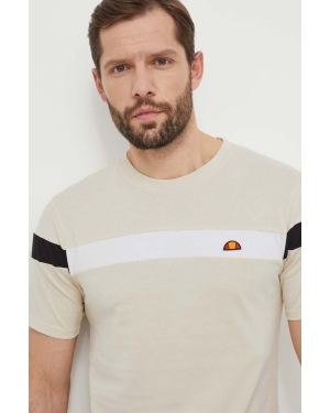 Ellesse t-shirt bawełniany męski kolor beżowy wzorzysty