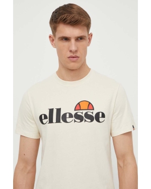 Ellesse t-shirt bawełniany SL Prado Tee męski kolor beżowy z nadrukiem SHV07405
