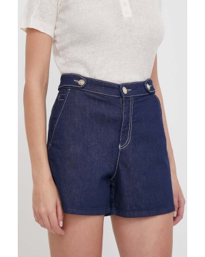 Emporio Armani szorty jeansowe damskie kolor granatowy gładkie high waist