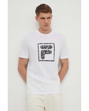 Fila t-shirt bawełniany Longyan męski kolor biały z nadrukiem FAM0681
