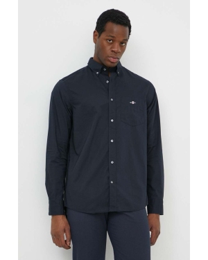 Gant koszula bawełniana męska kolor czarny regular z kołnierzykiem button-down