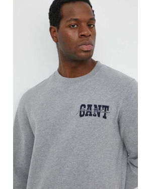Gant bluza bawełniana męska kolor szary z aplikacją