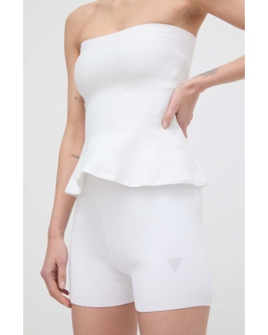 Guess szorty damskie kolor biały z aplikacją high waist