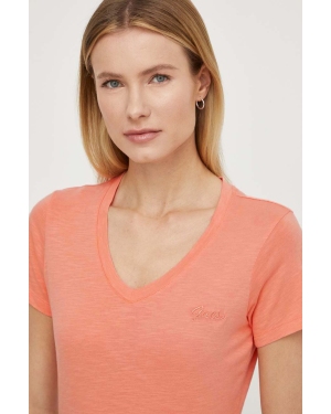 Guess t-shirt damski kolor pomarańczowy