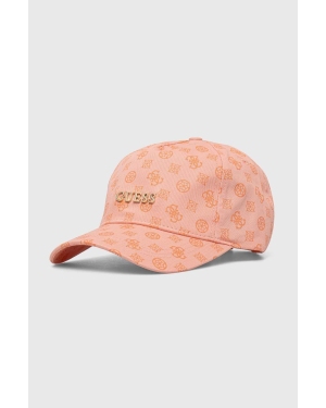 Guess czapka z daszkiem bawełniana PEONY kolor różowy wzorzysta V4GZ01 WFKN0