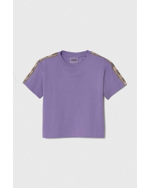 Guess t-shirt bawełniany dziecięcy kolor fioletowy