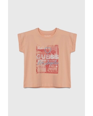 Guess t-shirt dziecięcy kolor pomarańczowy