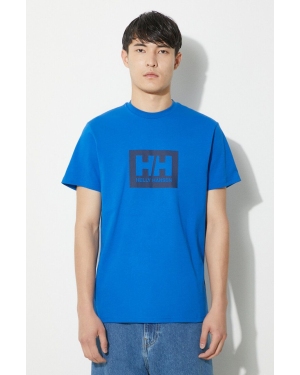 Helly Hansen t-shirt bawełniany kolor niebieski z nadrukiem