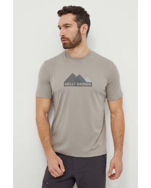Helly Hansen t-shirt sportowy kolor szary z nadrukiem