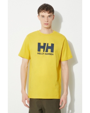 Helly Hansen t-shirt bawełniany męski kolor żółty z aplikacją