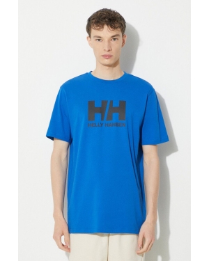 Helly Hansen t-shirt bawełniany męski kolor niebieski z aplikacją