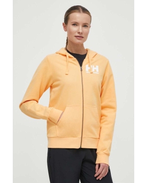 Helly Hansen bluza bawełniana damska kolor żółty z kapturem melanżowa 34461