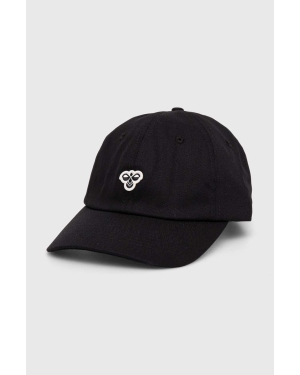 Hummel czapka z daszkiem bawełniana kolor czarny z aplikacją