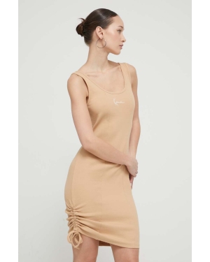 Karl Kani sukienka kolor beżowy mini dopasowana