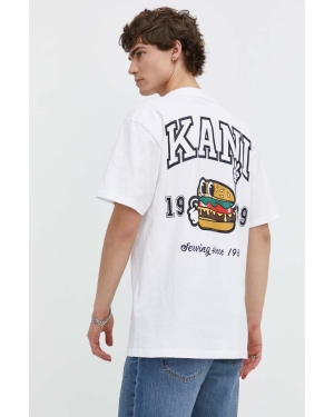 Karl Kani t-shirt bawełniany męski kolor biały z aplikacją