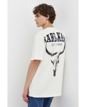Karl Kani t-shirt bawełniany męski kolor beżowy z nadrukiem