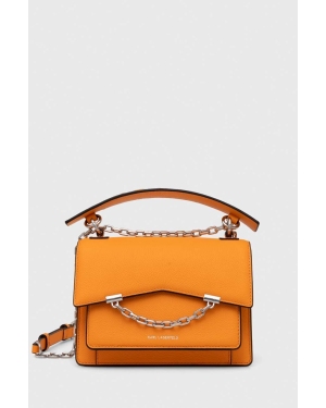 Karl Lagerfeld torebka skórzana kolor pomarańczowy