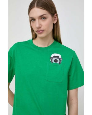 Karl Lagerfeld t-shirt bawełniany x Darcel Disappoints damski kolor zielony