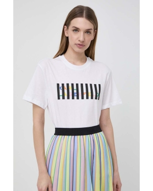 Karl Lagerfeld t-shirt bawełniany damski kolor beżowy