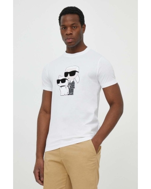 Karl Lagerfeld t-shirt bawełniany męski kolor biały z nadrukiem