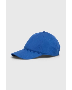 Lacoste czapka z daszkiem bawełniana kolor niebieski gładka