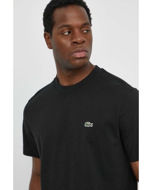 Lacoste t-shirt bawełniany męski kolor czarny gładki