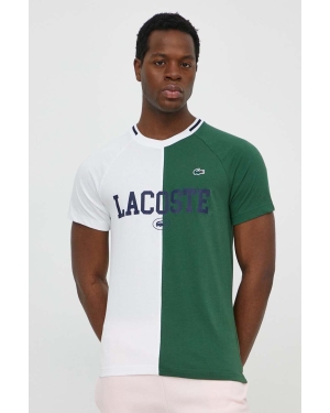 Lacoste t-shirt męski kolor biały wzorzysty
