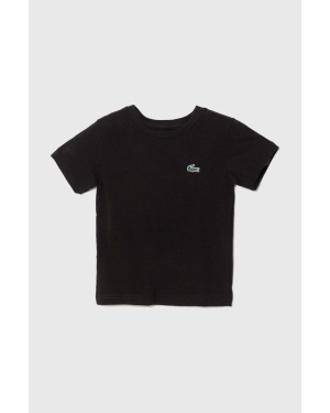 Lacoste t-shirt dziecięcy kolor czarny gładki