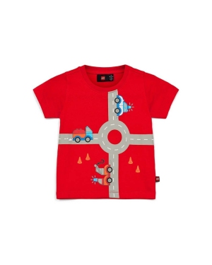Lego t-shirt bawełniany dziecięcy kolor czerwony z nadrukiem