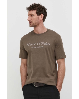 Marc O'Polo t-shirt bawełniany męski kolor brązowy z nadrukiem