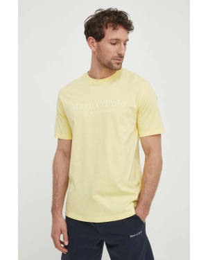 Marc O'Polo t-shirt bawełniany męski kolor żółty z nadrukiem