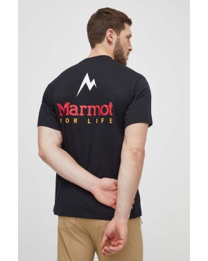 Marmot t-shirt sportowy Marmot For Life kolor czarny z nadrukiem