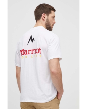 Marmot t-shirt sportowy Marmot For Life kolor biały z nadrukiem