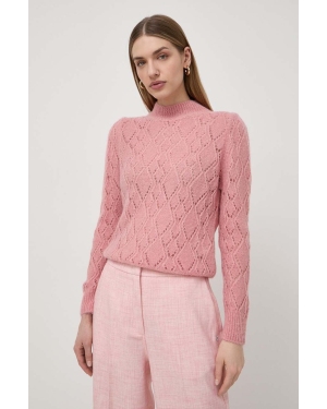 Morgan sweter z domieszką wełny damski kolor różowy
