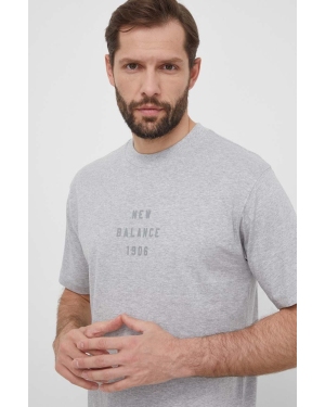 New Balance t-shirt bawełniany męski kolor szary z nadrukiem MT41519AG