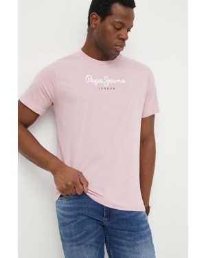 Pepe Jeans t-shirt bawełniany Eggo męski kolor różowy z nadrukiem