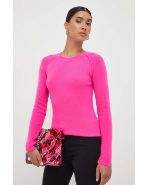 Pinko sweter z domieszką wełny damski kolor różowy