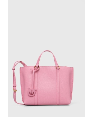 Pinko torebka skórzana kolor różowy