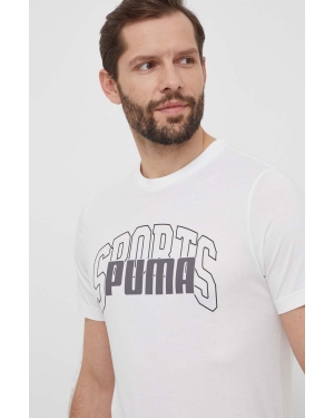 Puma t-shirt bawełniany męski kolor biały z nadrukiem 680177