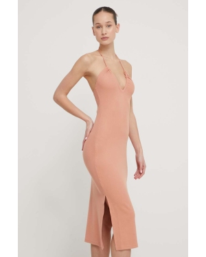 Roxy sukienka kolor różowy midi dopasowana ERJKD03467