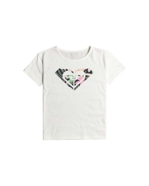 Roxy t-shirt bawełniany dziecięcy DAY AND NIGHT kolor biały
