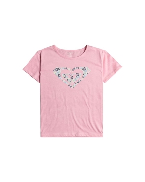 Roxy t-shirt bawełniany dziecięcy DAY AND NIGHT kolor różowy